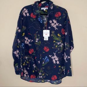 Uniqlo x Ines de la Fressange navy floral blouse